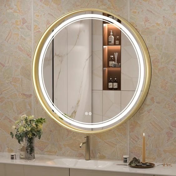 framed lighted mirror