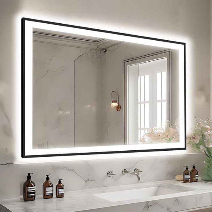 framed led mirror