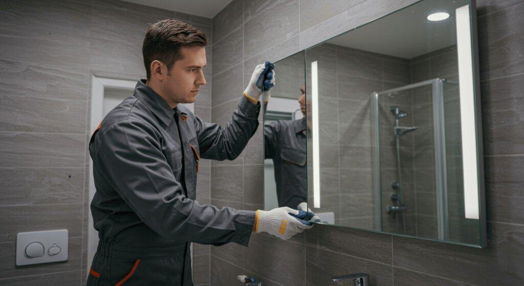 how to remove a large bathroom mirror