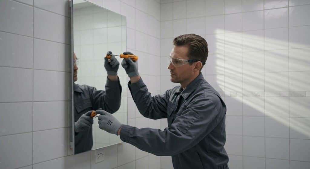 how to remove a large bathroom mirror